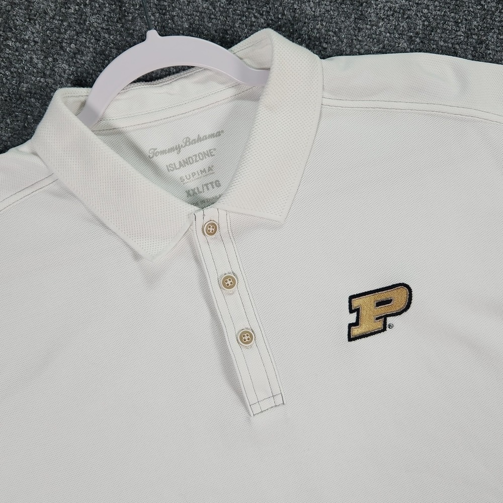 Tommy Bahama Purdue University Polo White Men Sz XXL Supima Cotton ISLANDZONE